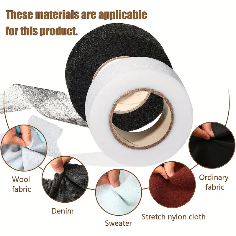Hem Tape Fusible - 4 рулона клейкой ленты, термоплавкая двусторонняя