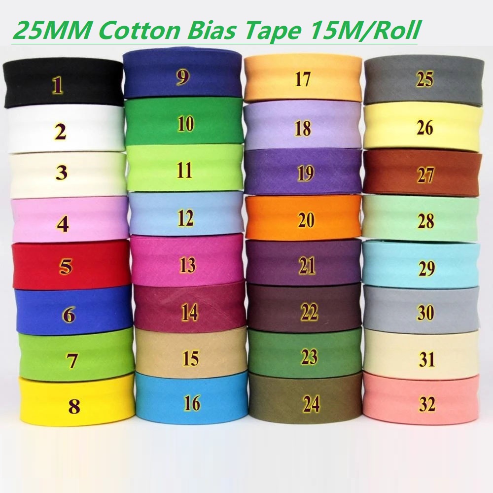 Binding Tape Bias - Хлопковая косая бейка шириной 25 мм,